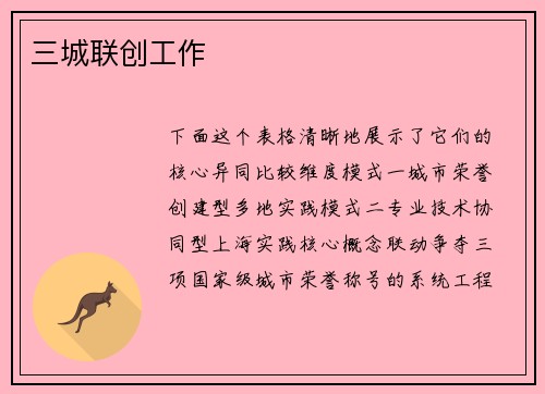三城联创工作